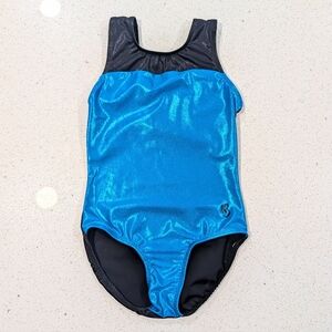 METALLIC KBEE Gymnastics Dance Leotard AS Small Shiny HOLOGRAPHIC Teal FLIPSIDE